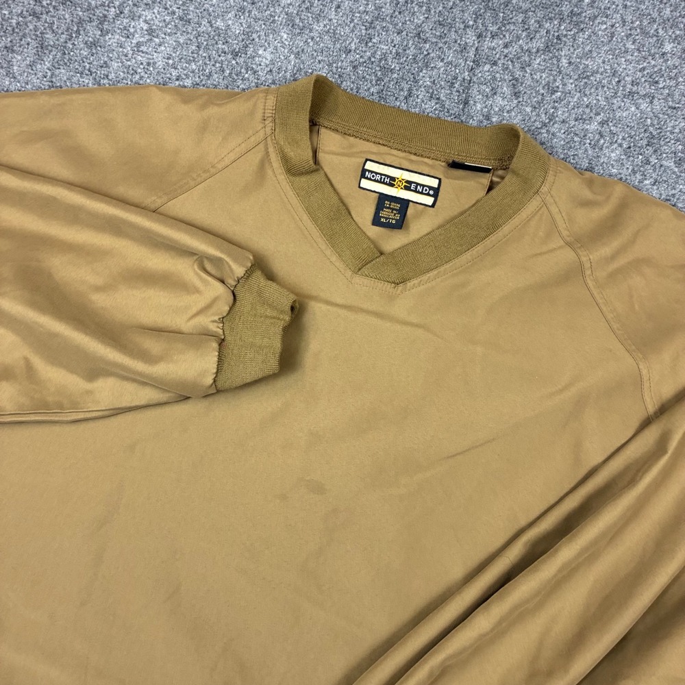 North End Mens XL Tan V-Neck Windbreaker Pullover Nissan Embroidery EZEM System